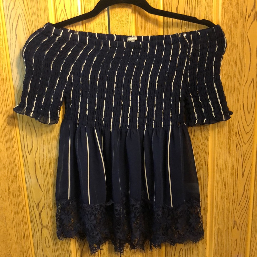 NWOT Navy Blue Off Shoulder Blouse